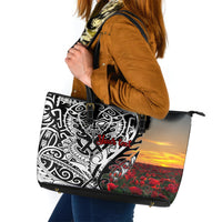 Personalised New Zealand Waitangi and ANZAC day Leather Tote Bag LT9 White - Polynesian Pride