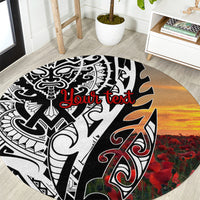 Personalised New Zealand Waitangi and ANZAC day Round Carpet LT9 White - Polynesian Pride
