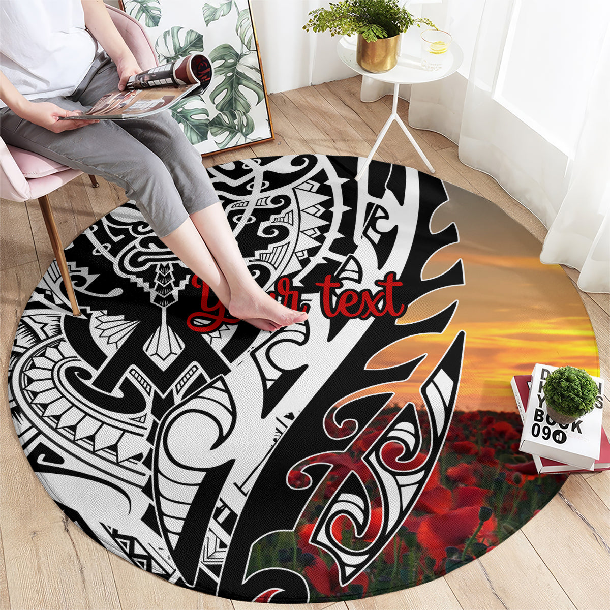 Personalised New Zealand Waitangi and ANZAC day Round Carpet LT9 - Polynesian Pride