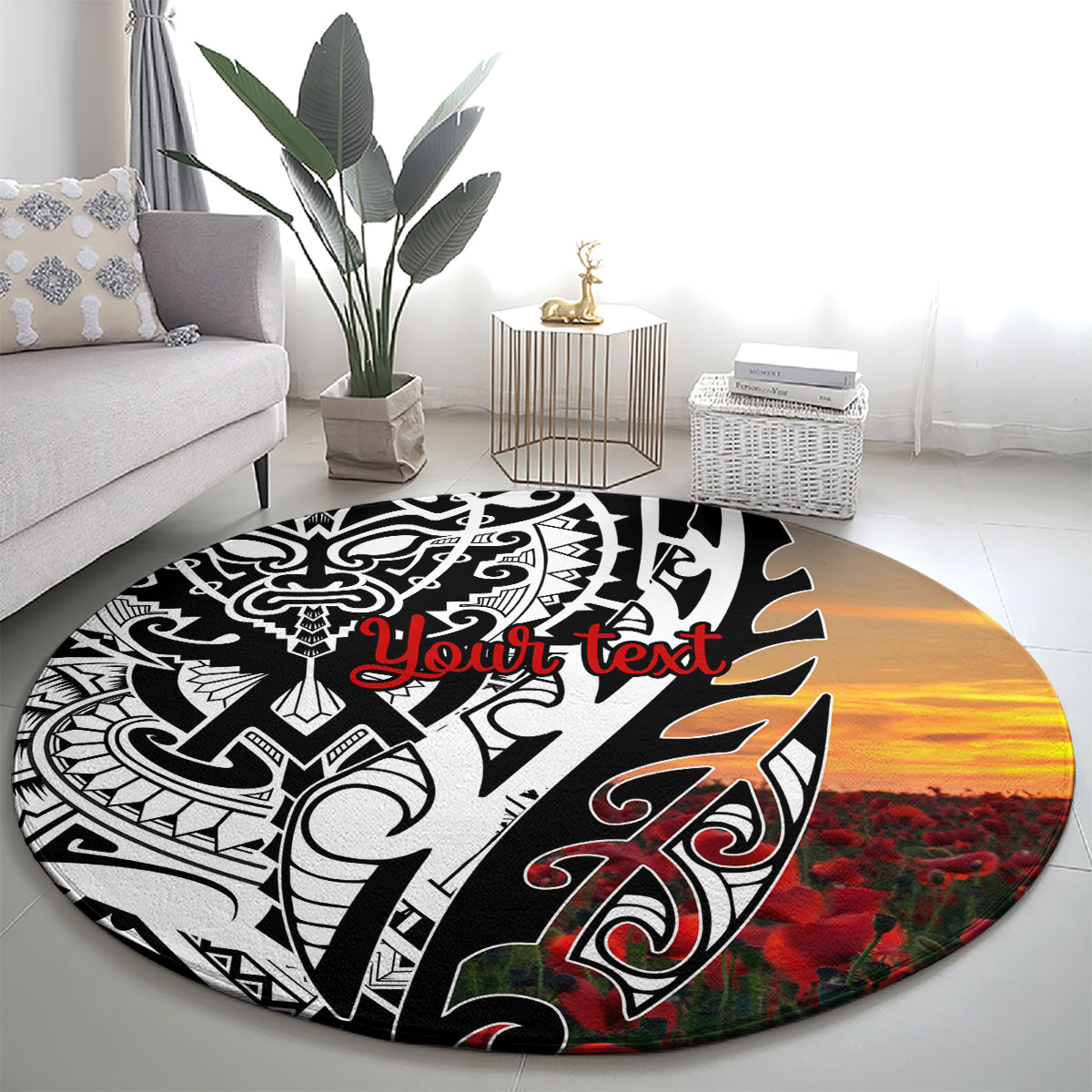 Personalised New Zealand Waitangi and ANZAC day Round Carpet LT9 - Polynesian Pride