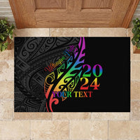 Personalised New Zealand Wellington Pride Rubber Doormat Maori Fern with Pride Flag 2024 LT9 - Polynesian Pride