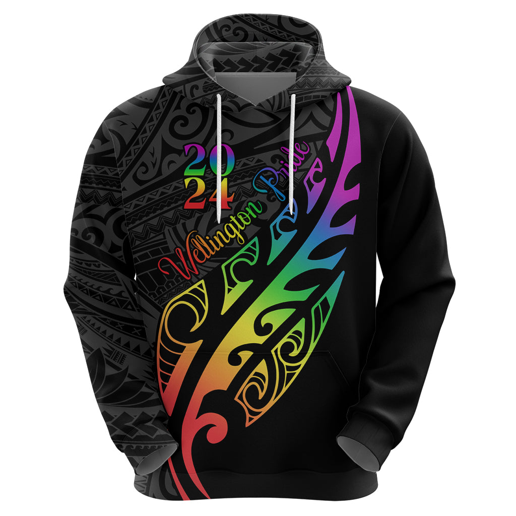 Personalised New Zealand Wellington Pride Zip Hoodie Maori Fern with Pride Flag 2024 LT9 - Polynesian Pride