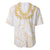 Aloha Lei Onaona Baseball Jersey Beige Hawaiian Tribal Pattern