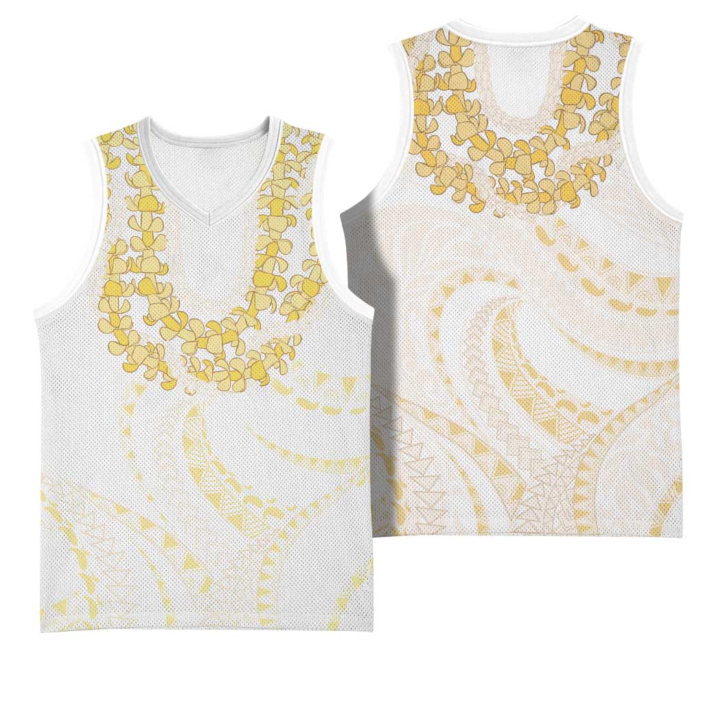 Aloha Lei Onaona Basketball Jersey Beige Hawaiian Tribal Pattern - Polynesian Pride