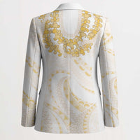 Aloha Lei Onaona Blazer Beige Hawaiian Tribal Pattern LT9 - Polynesian Pride