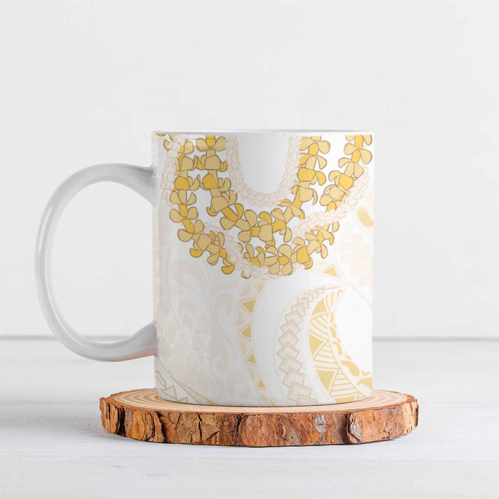 Aloha Lei Onaona Ceramic Mug Beige Hawaiian Tribal Pattern - Polynesian Pride