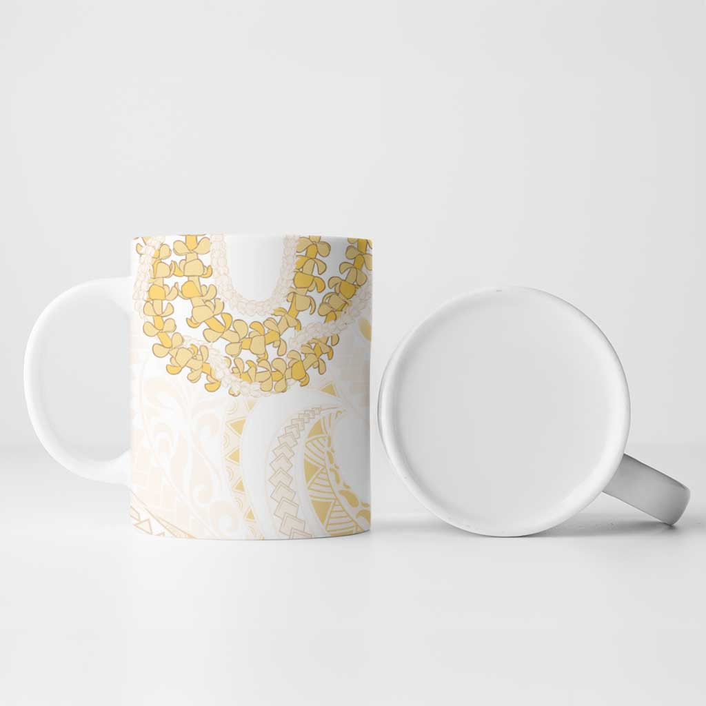 Aloha Lei Onaona Ceramic Mug Beige Hawaiian Tribal Pattern - Polynesian Pride
