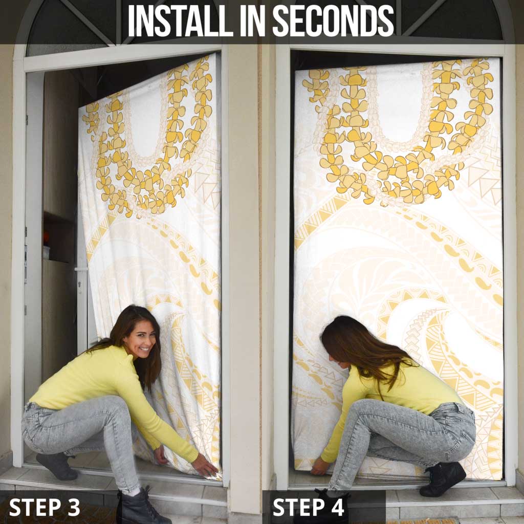 Aloha Lei Onaona Door Cover Beige Hawaiian Tribal Pattern - Polynesian Pride