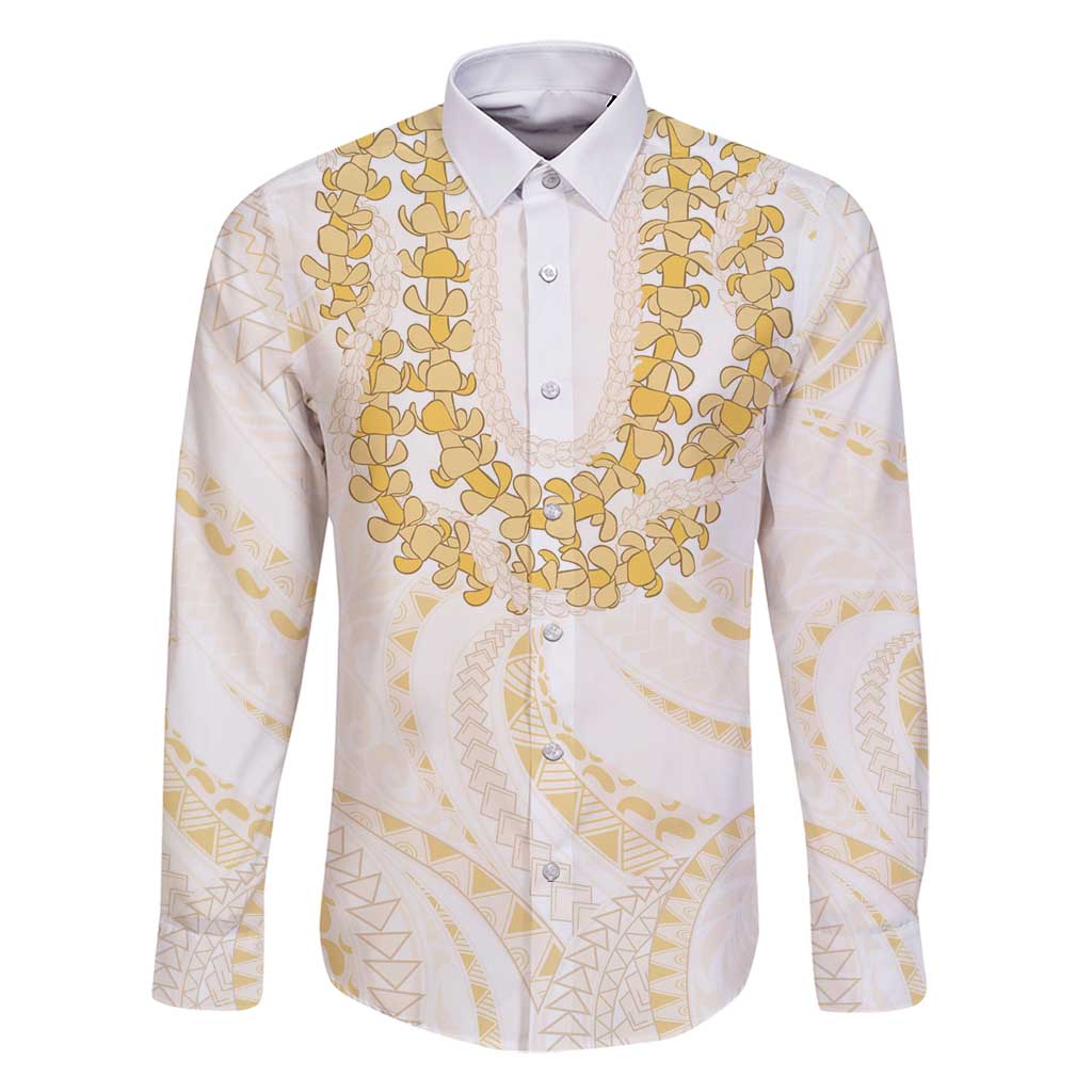 Aloha Lei Onaona Family Matching Mermaid Dress and Hawaiian Shirt Beige Hawaiian Tribal Pattern LT9 Dad's Shirt - Long Sleeve Beige - Polynesian Pride