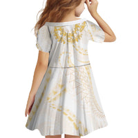 Aloha Lei Onaona Family Matching Off The Shoulder Long Sleeve Dress and Hawaiian Shirt Beige Hawaiian Tribal Pattern