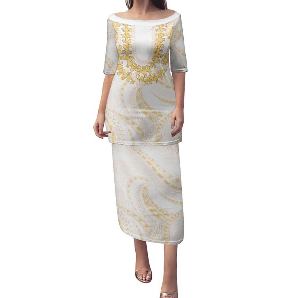 Aloha Lei Onaona Family Matching Puletasi and Hawaiian Shirt Beige Hawaiian Tribal Pattern LT9 Mom's Dress Beige - Polynesian Pride