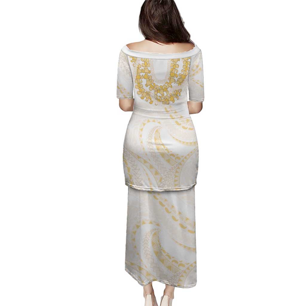 Aloha Lei Onaona Family Matching Puletasi and Hawaiian Shirt Beige Hawaiian Tribal Pattern LT9 - Polynesian Pride