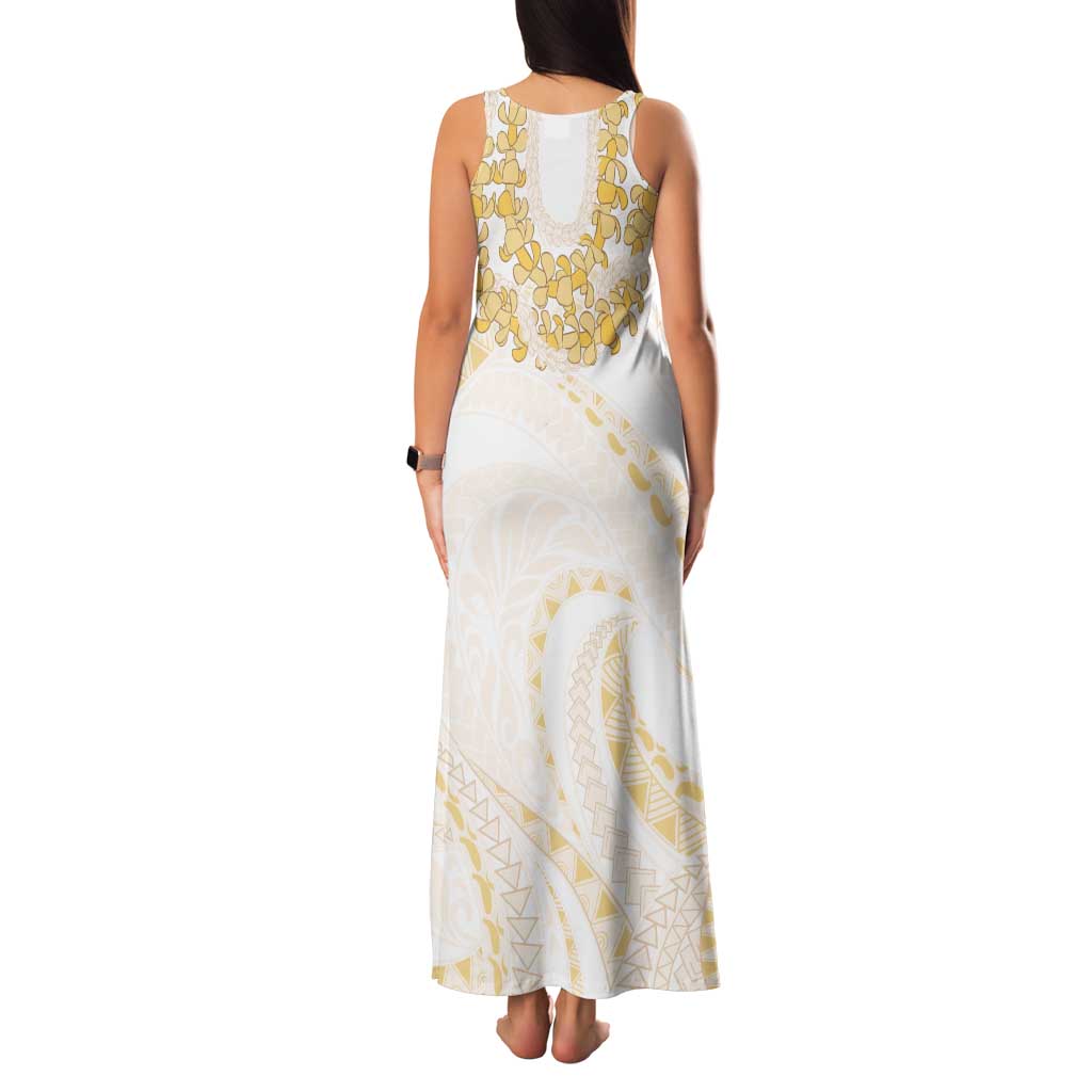 Aloha Lei Onaona Family Matching Tank Maxi Dress and Hawaiian Shirt Beige Hawaiian Tribal Pattern