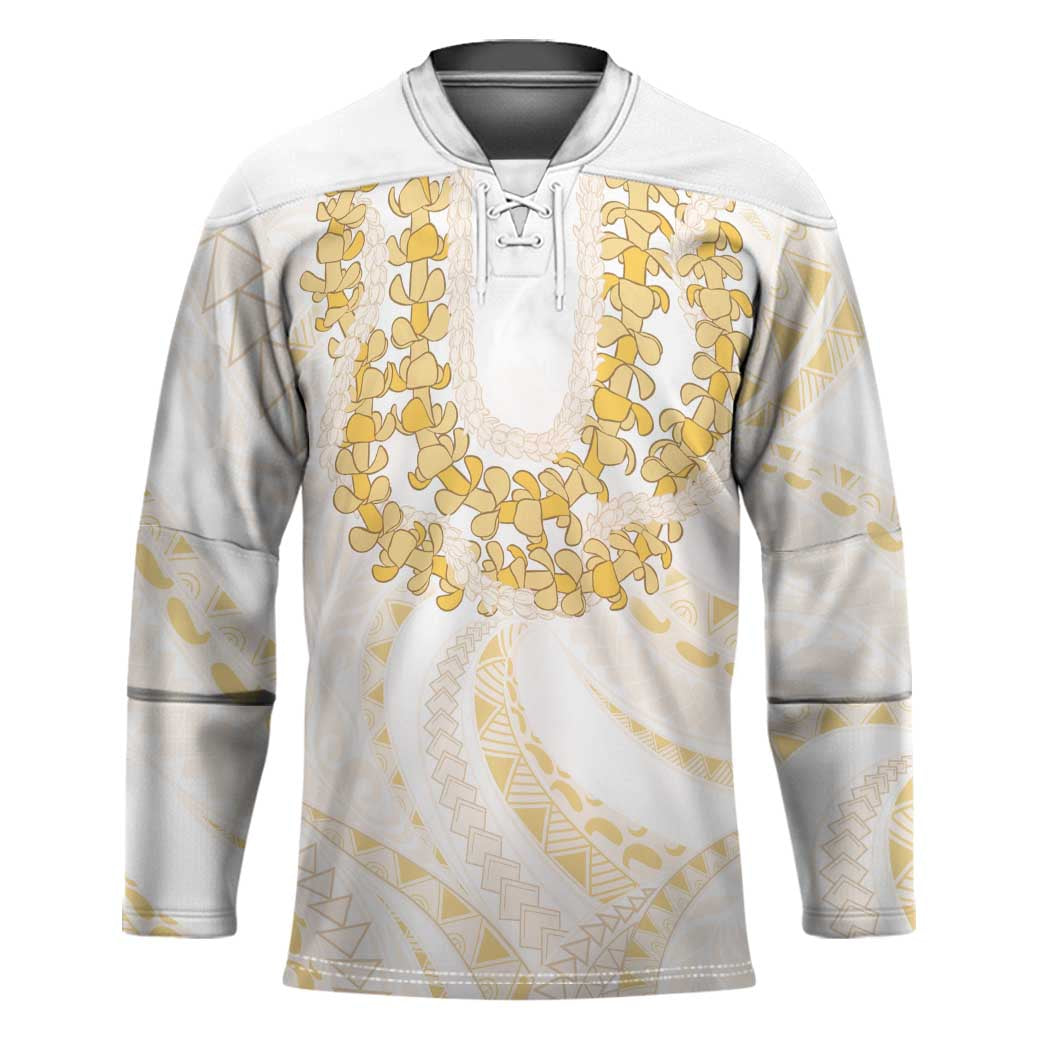 Aloha Lei Onaona Hockey Jersey Beige Hawaiian Tribal Pattern - Polynesian Pride