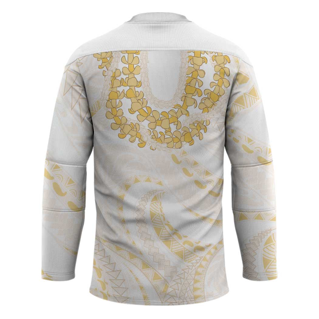 Aloha Lei Onaona Hockey Jersey Beige Hawaiian Tribal Pattern - Polynesian Pride