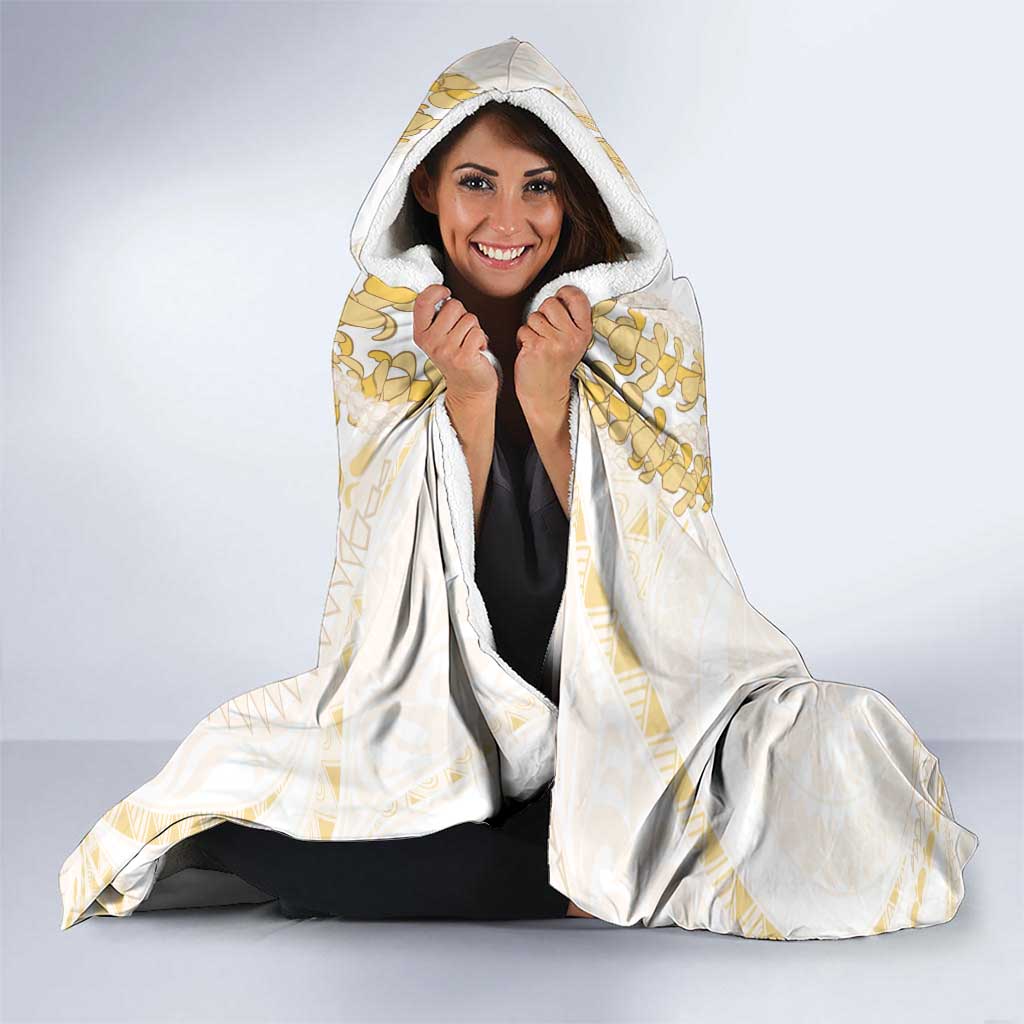 Aloha Lei Onaona Hooded Blanket Beige Hawaiian Tribal Pattern