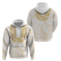 Aloha Lei Onaona Hoodie Beige Hawaiian Tribal Pattern