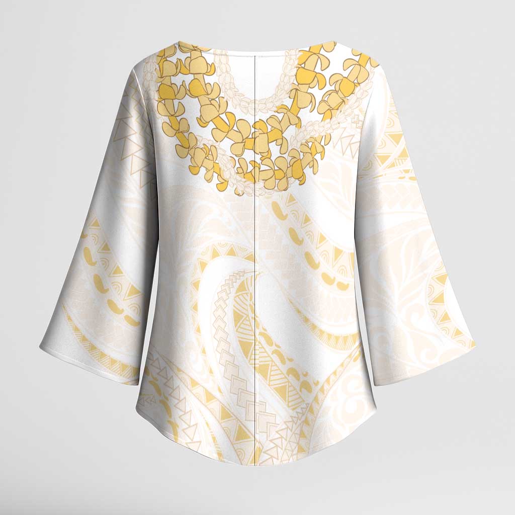 Aloha Lei Onaona Kimono Sleeve Blouse Beige Hawaiian Tribal Pattern - Polynesian Pride