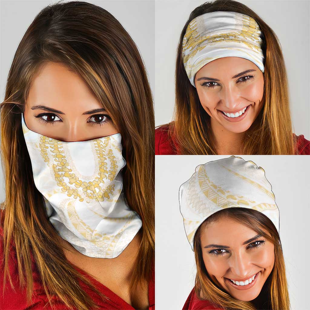 Aloha Lei Onaona Neck Gaiter Beige Hawaiian Tribal Pattern - Polynesian Pride
