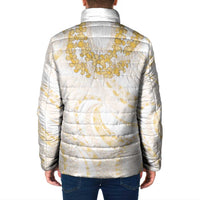 Aloha Lei Onaona Padded Jacket Beige Hawaiian Tribal Pattern - Polynesian Pride