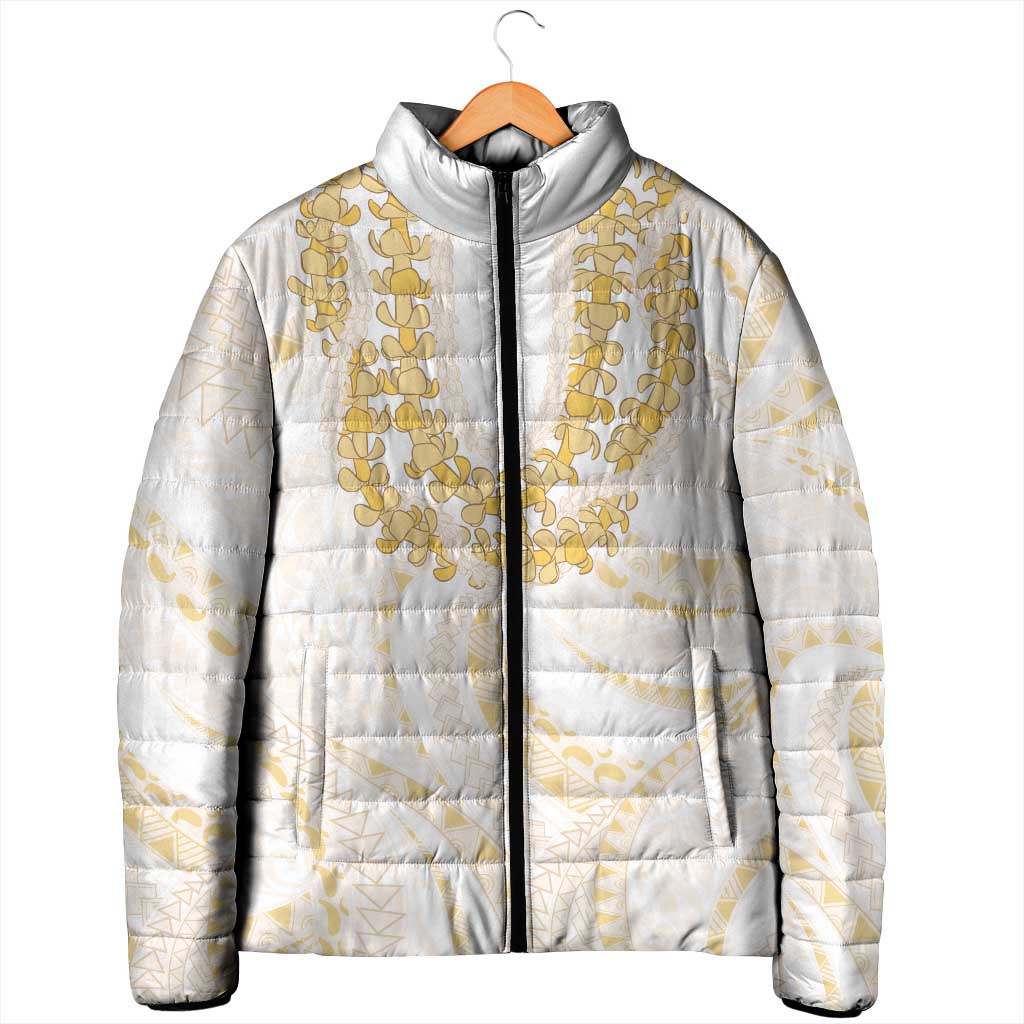 Aloha Lei Onaona Padded Jacket Beige Hawaiian Tribal Pattern - Polynesian Pride