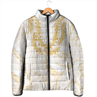 Aloha Lei Onaona Padded Jacket Beige Hawaiian Tribal Pattern - Polynesian Pride
