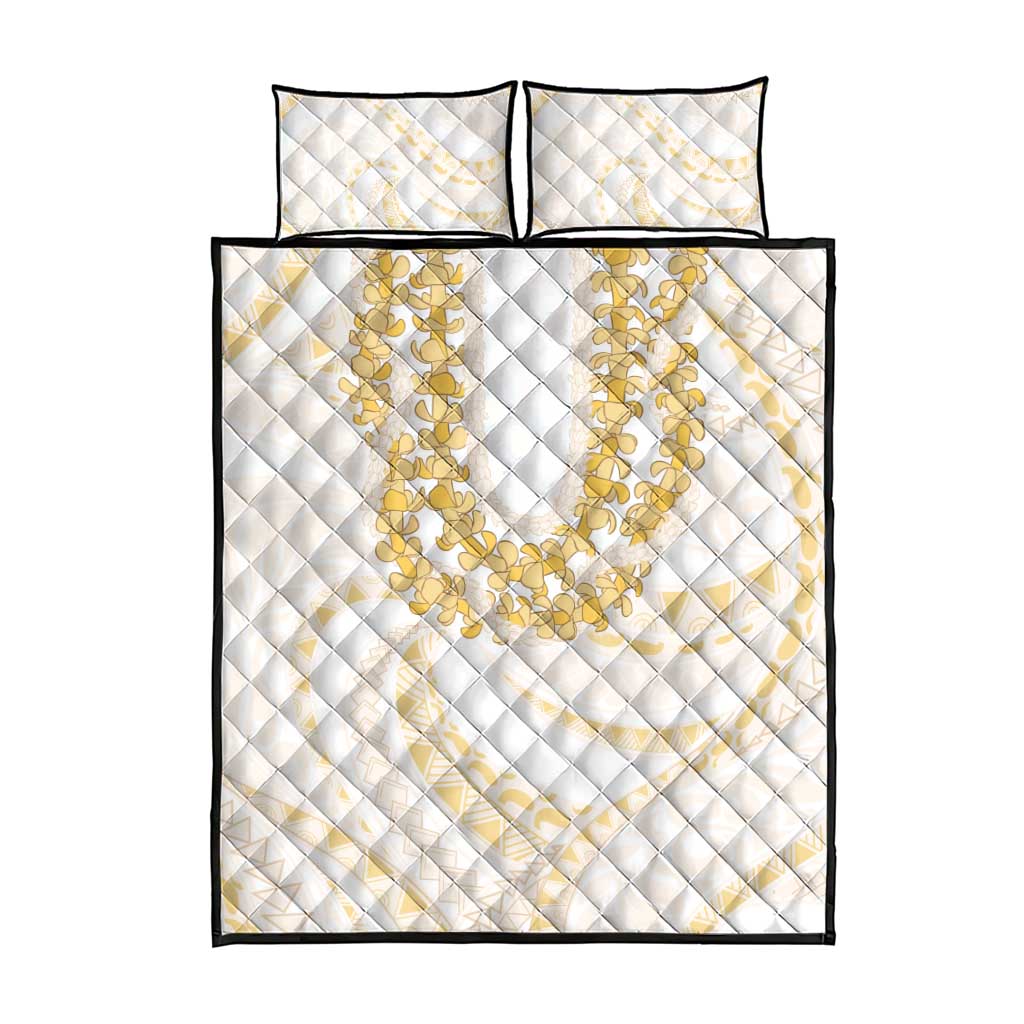 Aloha Lei Onaona Quilt Bed Set Beige Hawaiian Tribal Pattern