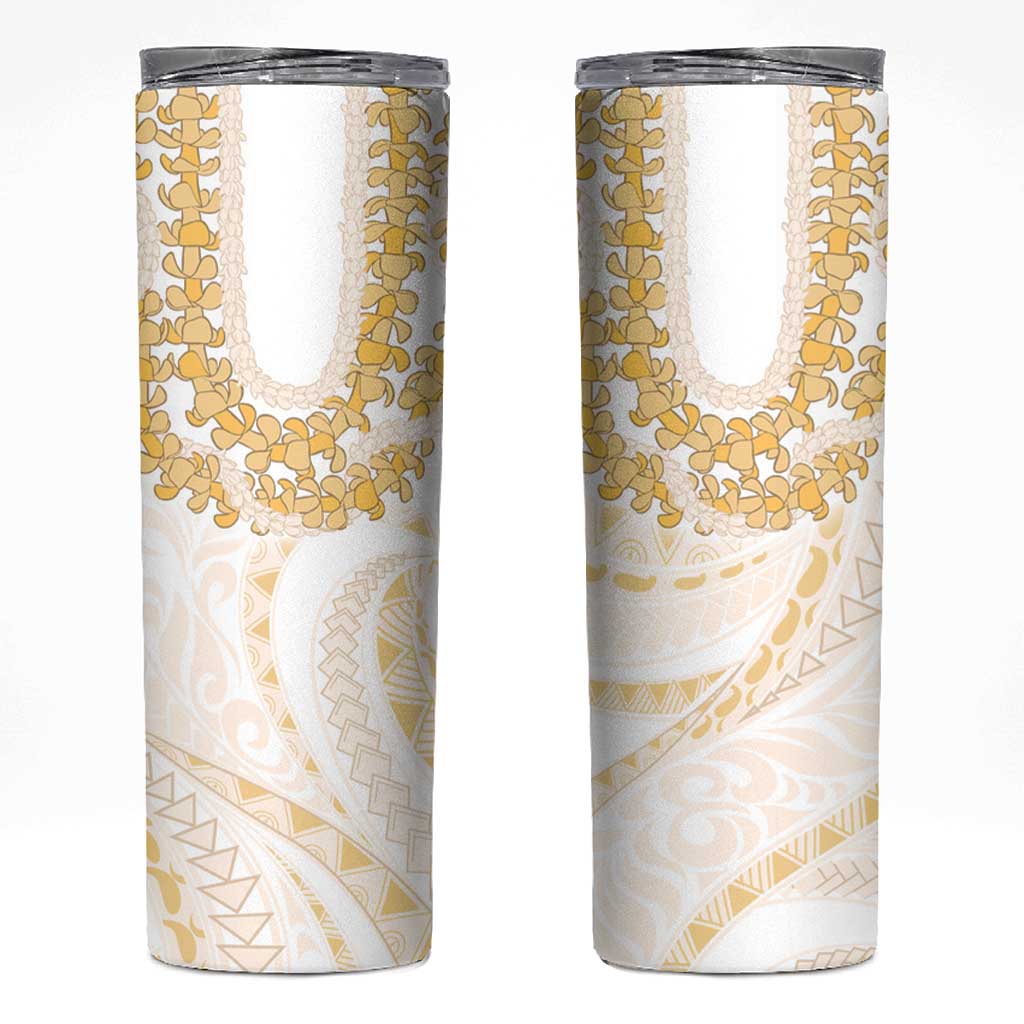 Aloha Lei Onaona Skinny Tumbler Beige Hawaiian Tribal Pattern