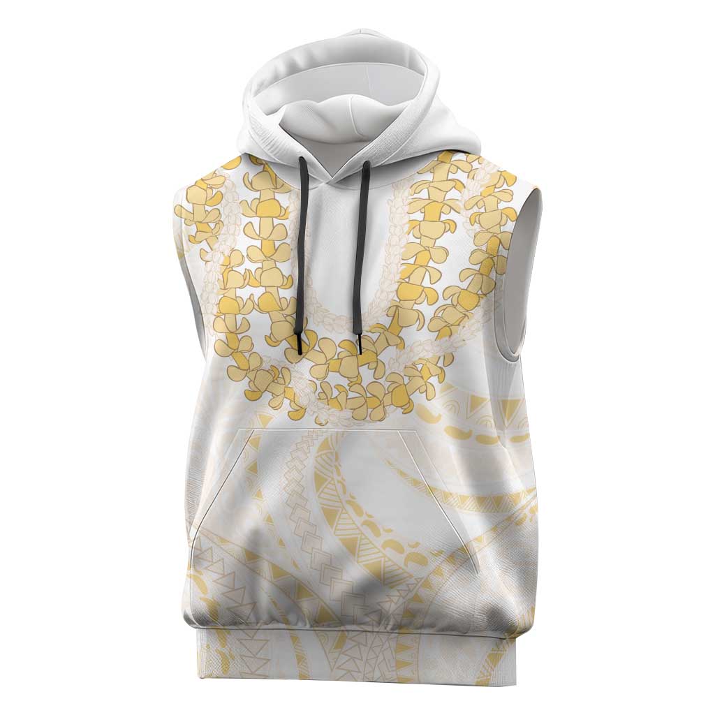 Aloha Lei Onaona Sleeveless Hoodie Beige Hawaiian Tribal Pattern - Polynesian Pride