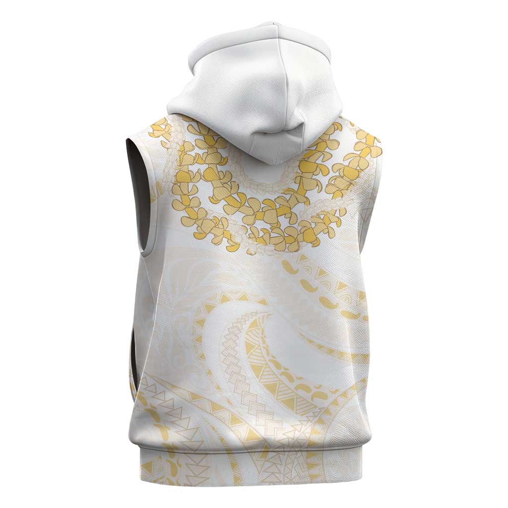 Aloha Lei Onaona Sleeveless Zip Hoodie Beige Hawaiian Tribal Pattern LT9
