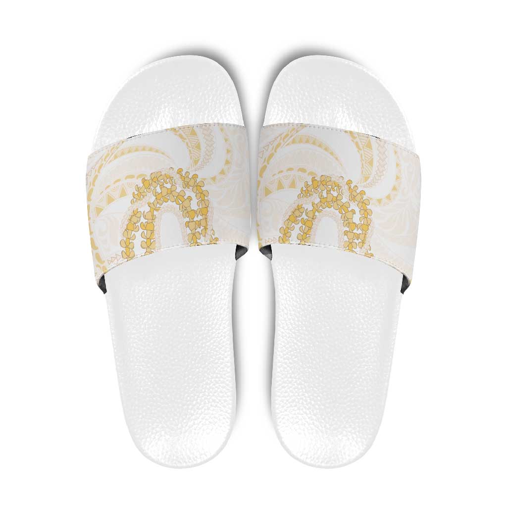 Aloha Lei Onaona Slide Sandals Beige Hawaiian Tribal Pattern LT9 Beige - Polynesian Pride