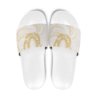 Aloha Lei Onaona Slide Sandals Beige Hawaiian Tribal Pattern LT9 Beige - Polynesian Pride