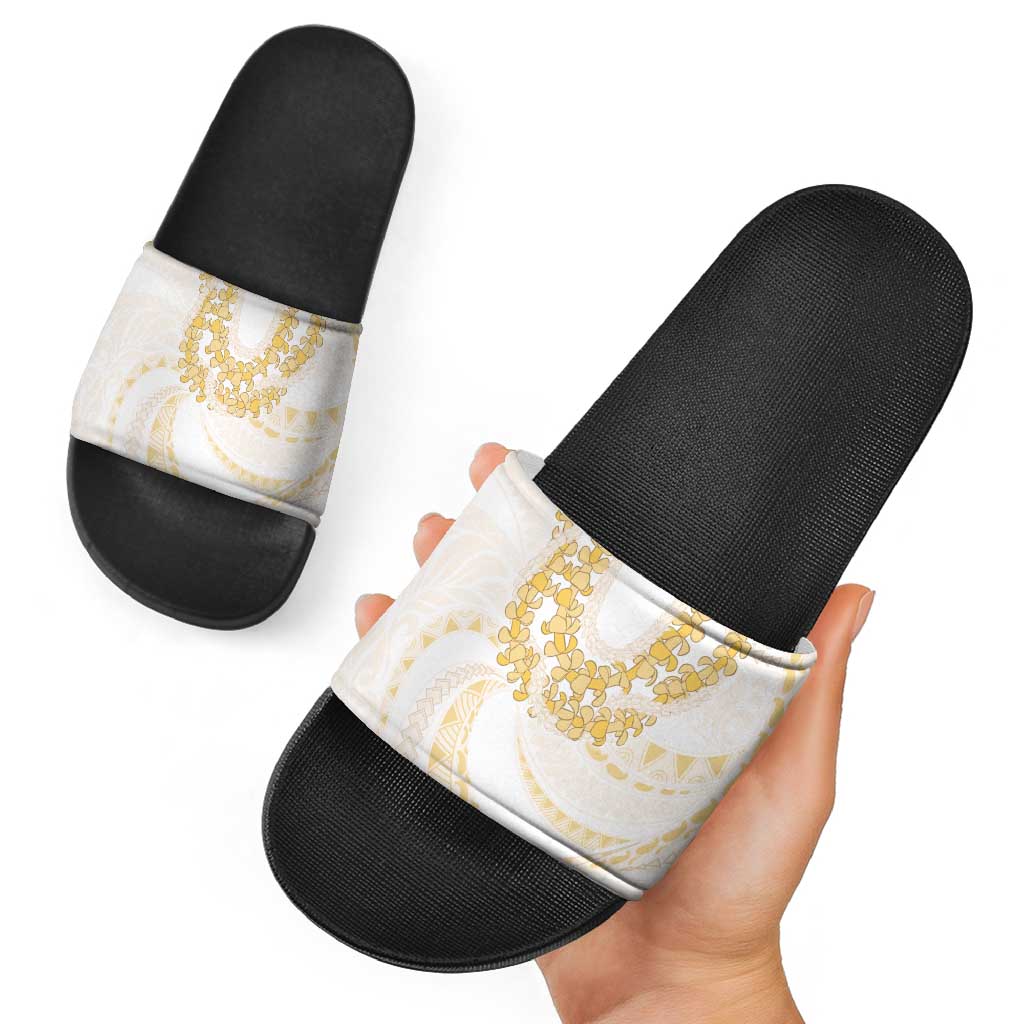 Aloha Lei Onaona Slide Sandals Beige Hawaiian Tribal Pattern LT9 - Polynesian Pride
