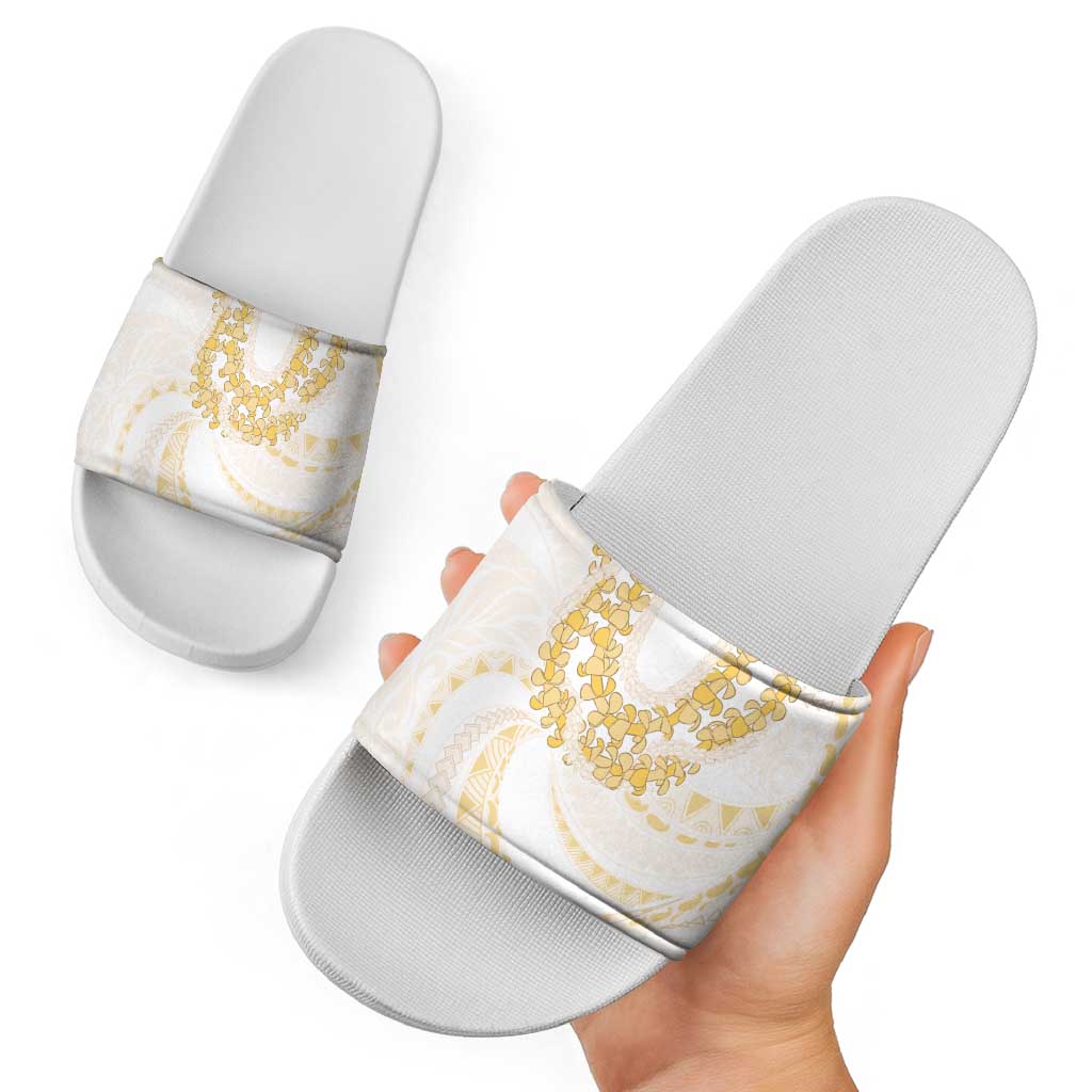 Aloha Lei Onaona Slide Sandals Beige Hawaiian Tribal Pattern LT9 - Polynesian Pride