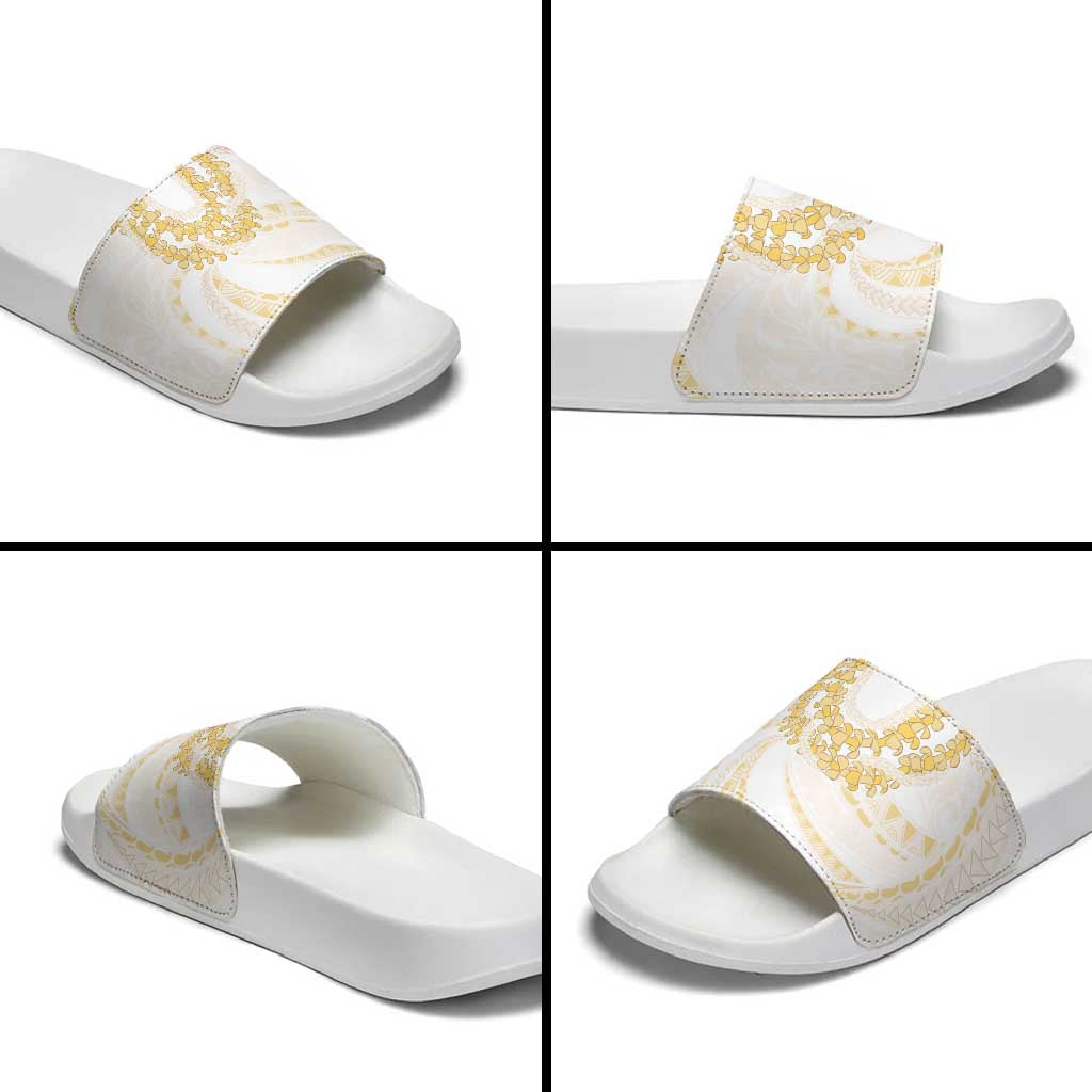 Aloha Lei Onaona Slide Sandals Beige Hawaiian Tribal Pattern LT9 - Polynesian Pride