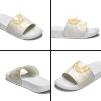 Aloha Lei Onaona Slide Sandals Beige Hawaiian Tribal Pattern LT9 - Polynesian Pride