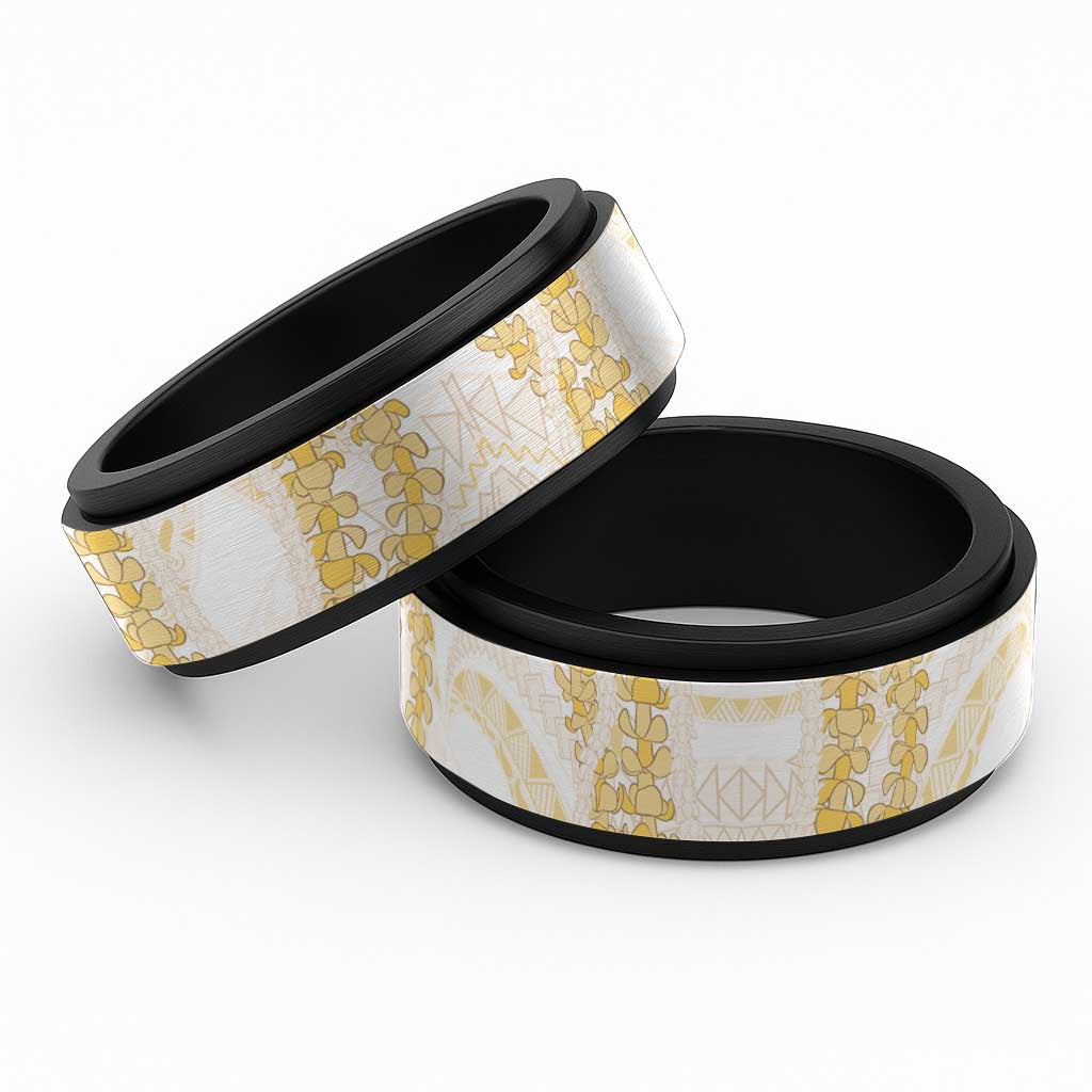 Aloha Lei Onaona Spinner Ring Beige Hawaiian Tribal Pattern - Polynesian Pride