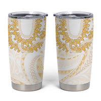 Aloha Lei Onaona Tumbler Cup Beige Hawaiian Tribal Pattern