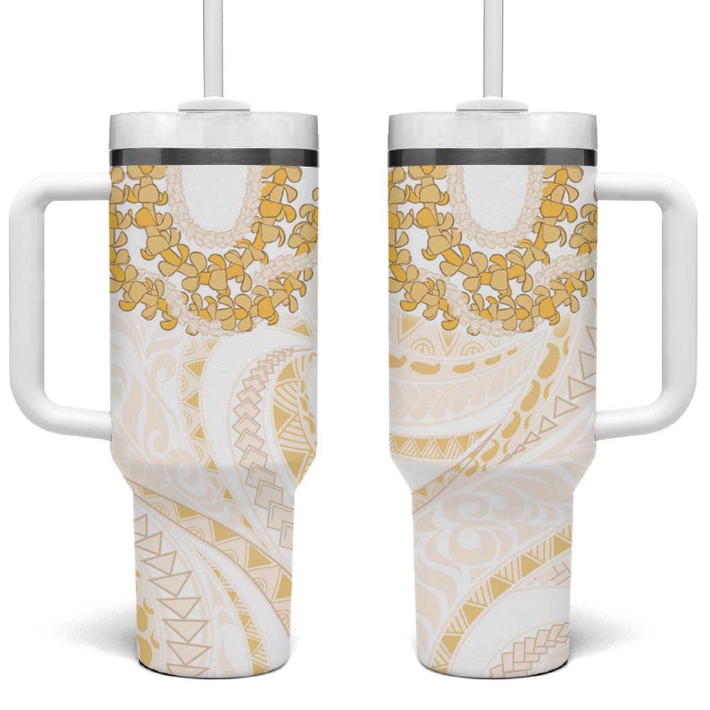 Aloha Lei Onaona Tumbler With Handle Beige Hawaiian Tribal Pattern