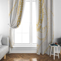 Aloha Lei Onaona Window Curtain Beige Hawaiian Tribal Pattern