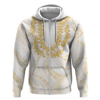 Aloha Lei Onaona Zip Hoodie Beige Hawaiian Tribal Pattern LT9 Zip Hoodie Beige - Polynesian Pride