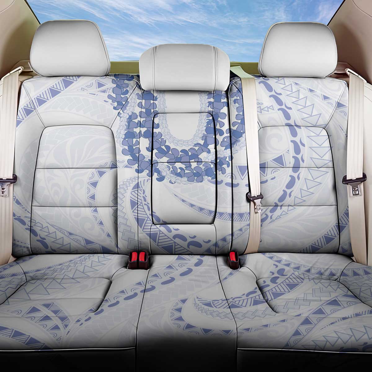 Aloha Lei Onaona Back Car Seat Cover Navy Blue Hawaiian Tribal Pattern