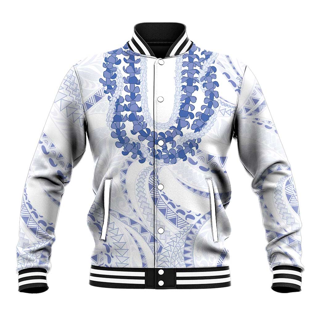 Aloha Lei Onaona Baseball Jacket Navy Blue Hawaiian Tribal Pattern