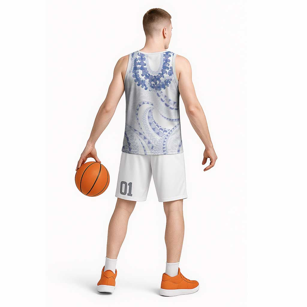 Aloha Lei Onaona Basketball Jersey Navy Blue Hawaiian Tribal Pattern - Polynesian Pride