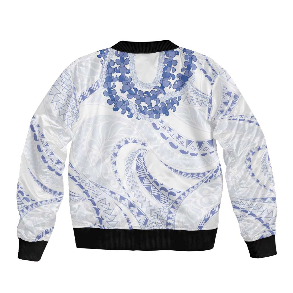 Aloha Lei Onaona Bomber Jacket Navy Blue Hawaiian Tribal Pattern LT9 - Polynesian Pride