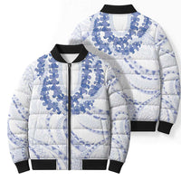 Aloha Lei Onaona Bomber Puffer Jacket Navy Blue Hawaiian Tribal Pattern - Polynesian Pride