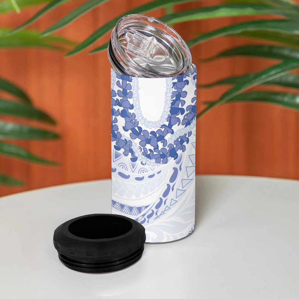 Aloha Lei Onaona 4 in 1 Can Cooler Tumbler Navy Blue Hawaiian Tribal Pattern