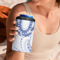 Aloha Lei Onaona 4 in 1 Can Cooler Tumbler Navy Blue Hawaiian Tribal Pattern