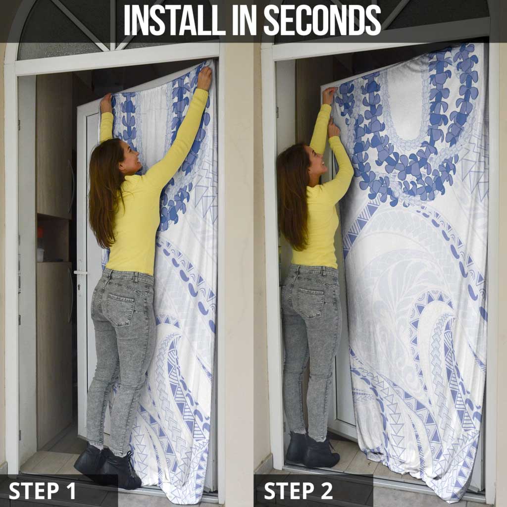 Aloha Lei Onaona Door Cover Navy Blue Hawaiian Tribal Pattern - Polynesian Pride