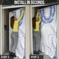 Aloha Lei Onaona Door Cover Navy Blue Hawaiian Tribal Pattern - Polynesian Pride